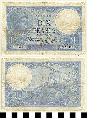 Thumbnail of Bank Note: France, 10 Francs (1992.23.0464)