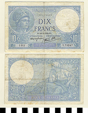 Thumbnail of Bank Note: France, 10 Francs (1992.23.0466)