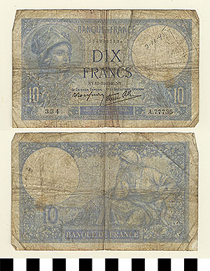 Thumbnail of Bank Note: France, 10 Francs (1992.23.0467)