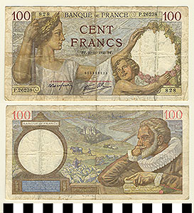 Thumbnail of Bank Note: France, 100 Francs (1992.23.0471)