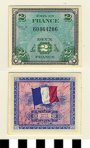 Thumbnail of Bank Note: France, 2 Francs (1992.23.0473)