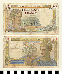 Thumbnail of Bank Note: France, 50 Francs (1992.23.0481)