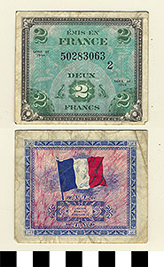 Thumbnail of Bank Note: France, 2 Francs (1992.23.0482)