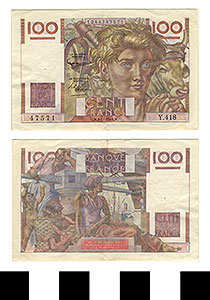Thumbnail of Bank Note: France, 100 Francs (1992.23.0493)