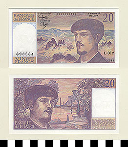 Thumbnail of Bank Note: France, 20 Francs (1992.23.0497)
