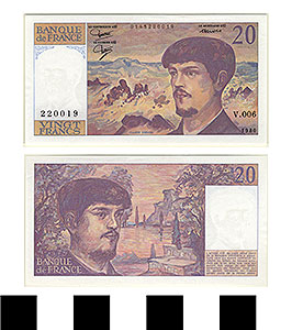 Thumbnail of Bank Note: France, 20 Francs (1992.23.0498)