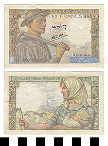 Thumbnail of Bank Note: France, 10 Francs (1992.23.0503)