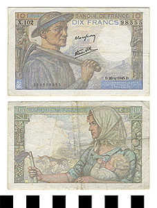 Thumbnail of Bank Note: France, 10 Francs (1992.23.0504)