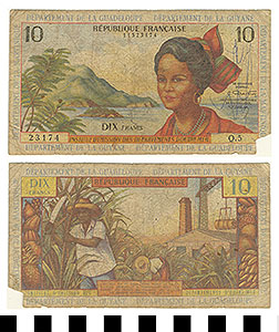Thumbnail of Bank Note: French Antilles, 10 Francs (1992.23.0510)