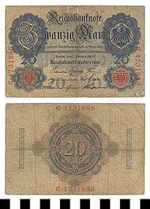 Thumbnail of Bank Note: Germany, 20 Mark (1992.23.0526)