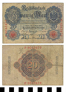 Thumbnail of Bank Note: Germany, 20 Mark (1992.23.0529)