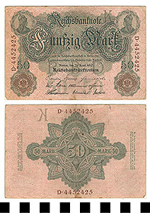 Thumbnail of Bank Note: Germany, 50 Mark (1992.23.0530)