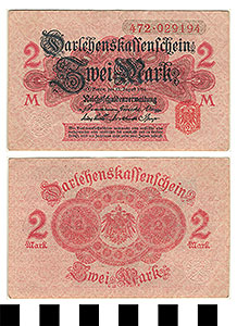 Thumbnail of Bank Note: Germany, 2 Mark (1992.23.0533)