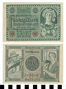 Thumbnail of Bank Note: Germany, 50 Mark (1992.23.0540)