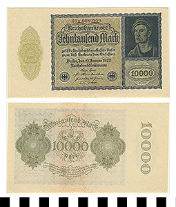 Thumbnail of Bank Note: Germany, 10,000 Mark (1992.23.0544)