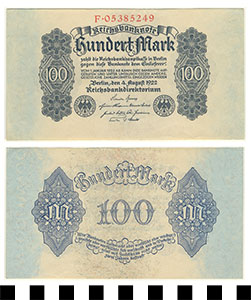 Thumbnail of Bank Note: Germany, 100 Mark (1992.23.0546)