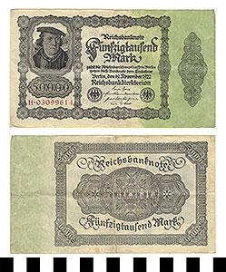 Thumbnail of Bank Note: Germany, 50,000 Mark (1992.23.0547)