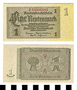 Thumbnail of Bank Note: Germany, 1 Rentenmark (1992.23.0556)