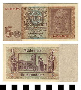 Thumbnail of Bank Note: Germany, 5 Reichsmark (1992.23.0558)