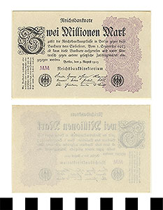 Thumbnail of Bank Note: Germany, 2,000,000 Mark (1992.23.0562)