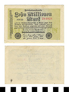 Thumbnail of Bank Note: Germany, 10,000,000 Mark (1992.23.0563)