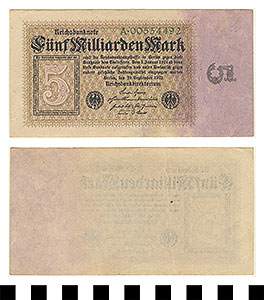 Thumbnail of Bank Note: Germany, 5,000,000,000 Mark (1992.23.0565)