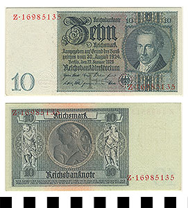 Thumbnail of Bank Note: Germany, 10 Mark (1992.23.0566)
