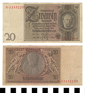 Thumbnail of Bank Note: Germany, 20 Mark (1992.23.0567)