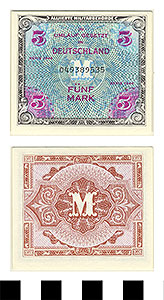 Thumbnail of Bank Note: Allied Occupation of Germany, 5 Mark (1992.23.0572)