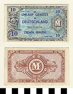 Thumbnail of Bank Note: Allied Occupation of Germany, 10 Mark (1992.23.0573)