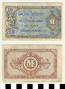 Thumbnail of Bank Note: Allied Occupation of Germany, 10 Mark (1992.23.0574)