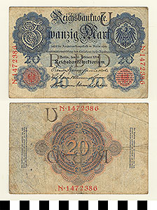 Thumbnail of Bank Note: Germany, 20 Mark (1992.23.0579)