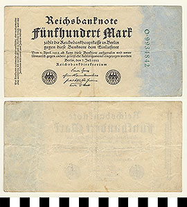 Thumbnail of Bank Note: Germany, 500 Mark (1992.23.0580)