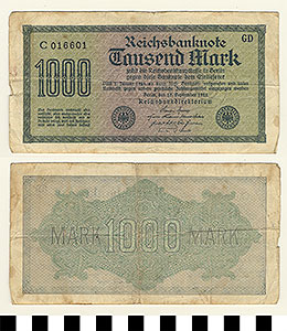 Thumbnail of Bank Note: Germany, 1000 Mark (1992.23.0581)