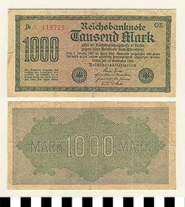Thumbnail of Bank Note: Germany, 1000 Mark (1992.23.0582)