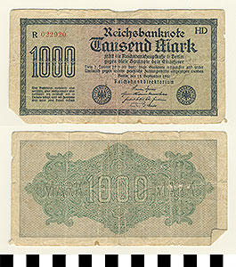 Thumbnail of Bank Note: Germany, 1000 Mark (1992.23.0583)