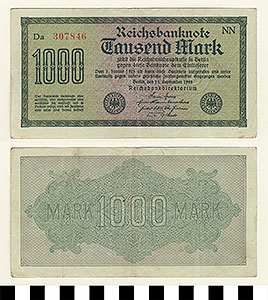 Thumbnail of Bank Note: Germany, 1000 Mark  (1992.23.0587)