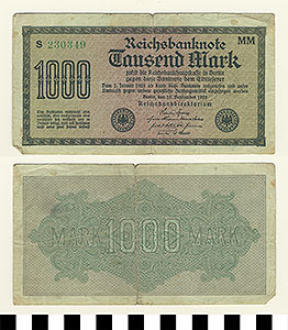 Thumbnail of Bank Note: Germany, 1000 Mark (1992.23.0588)