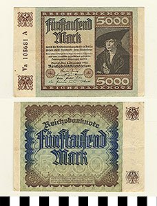 Thumbnail of Bank Note: Germany, 5000 Mark (1992.23.0589)
