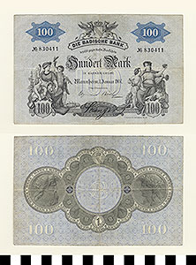 Thumbnail of Bank Note: Germany, 100 Mark (1992.23.0596)