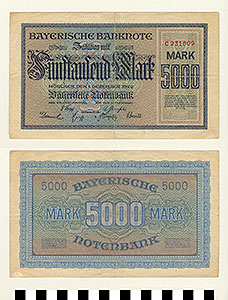 Thumbnail of Bank Note: Germany, 5,000 Mark (1992.23.0598)