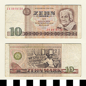 Thumbnail of Bank Note: East Germany, 10 Mark (1992.23.0600)
