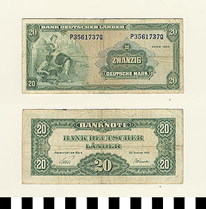 Thumbnail of Bank Note: West Germany, 20 Deutsche Mark (1992.23.0603)