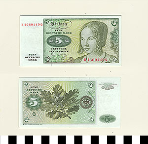 Thumbnail of Bank Note: West Germany, 5 Deutsche Mark (1992.23.0605)