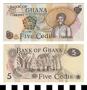 Thumbnail of Bank Note: Ghana, 5 Cedis (1992.23.0607)