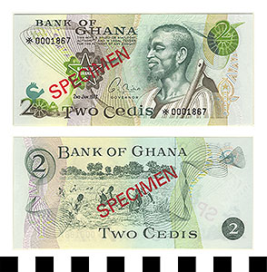 Thumbnail of Bank Note: Ghana, 2 Cedis (1992.23.0613B)