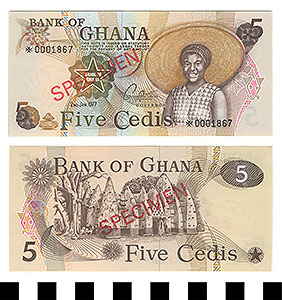 Thumbnail of Bank Note: Ghana, 5 Cedis (1992.23.0613C)