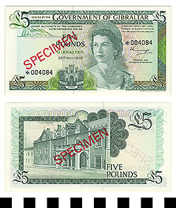 Thumbnail of Gibraltar Bank Note: 5 Pounds (1992.23.0616B)