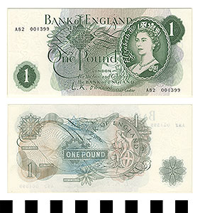 Thumbnail of Bank Note: England, 1 Pound (1992.23.0623)