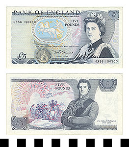 Thumbnail of Bank Note: England, 5 Pounds (1992.23.0625)